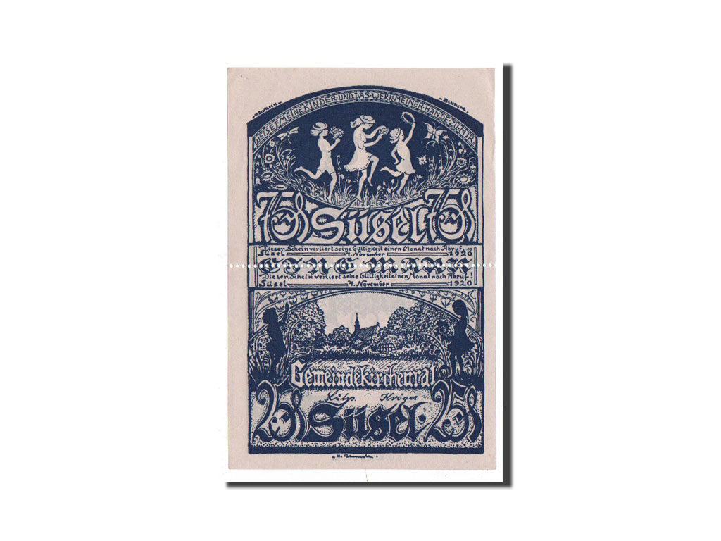 Billet, Allemagne, Susel, 75+25 Pfennig, personnage, 1920, 1920-11-04, NEUF