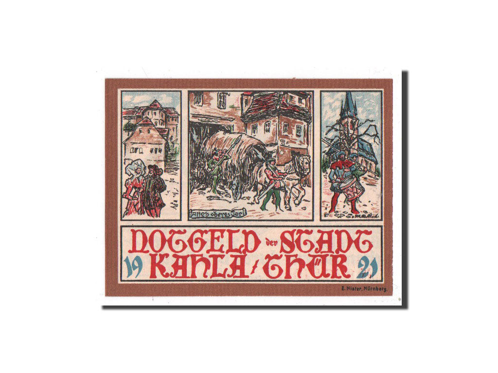 Banknote, Germany, Kahla, 50 Pfennig, personnage, 1921, Undated, UNC(65-70)