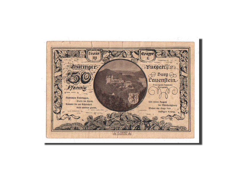 Banknote, Germany, Kahla, 50 Pfennig, château, 1921, 1921-06-15, UNC(65-70)