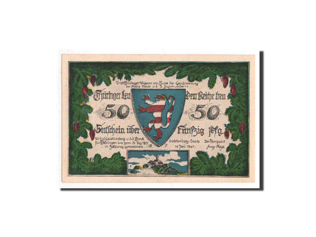 Banknote, Germany, Kahla, 50 Pfennig, chateau 1, 1921, 1921-06-15, UNC(65-70)
