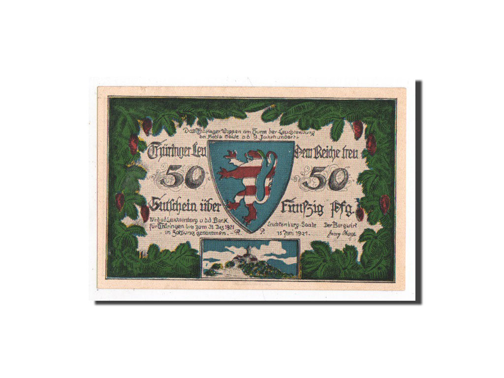 Banknote, Germany, Kahla, 50 Pfennig, chateau 2, 1921, 1921-06-15, UNC(65-70)