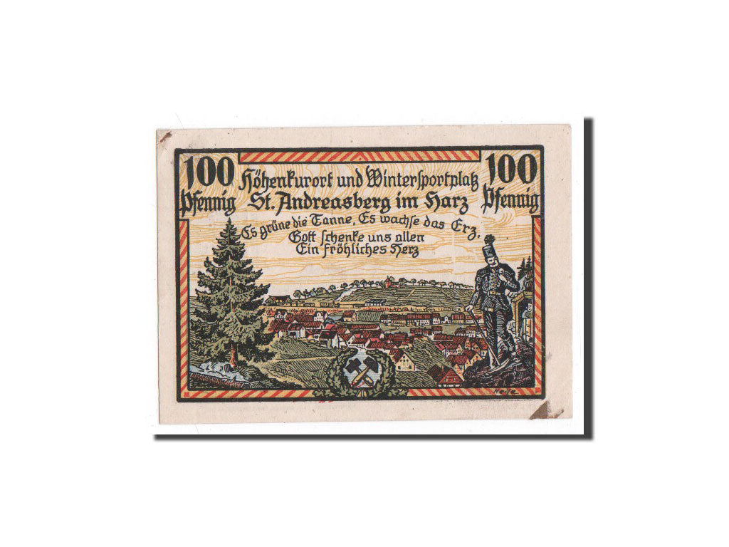 Banknote, Germany, St Andreasberg, 100 Pfennig, paysage, 1921, 1921-10-01