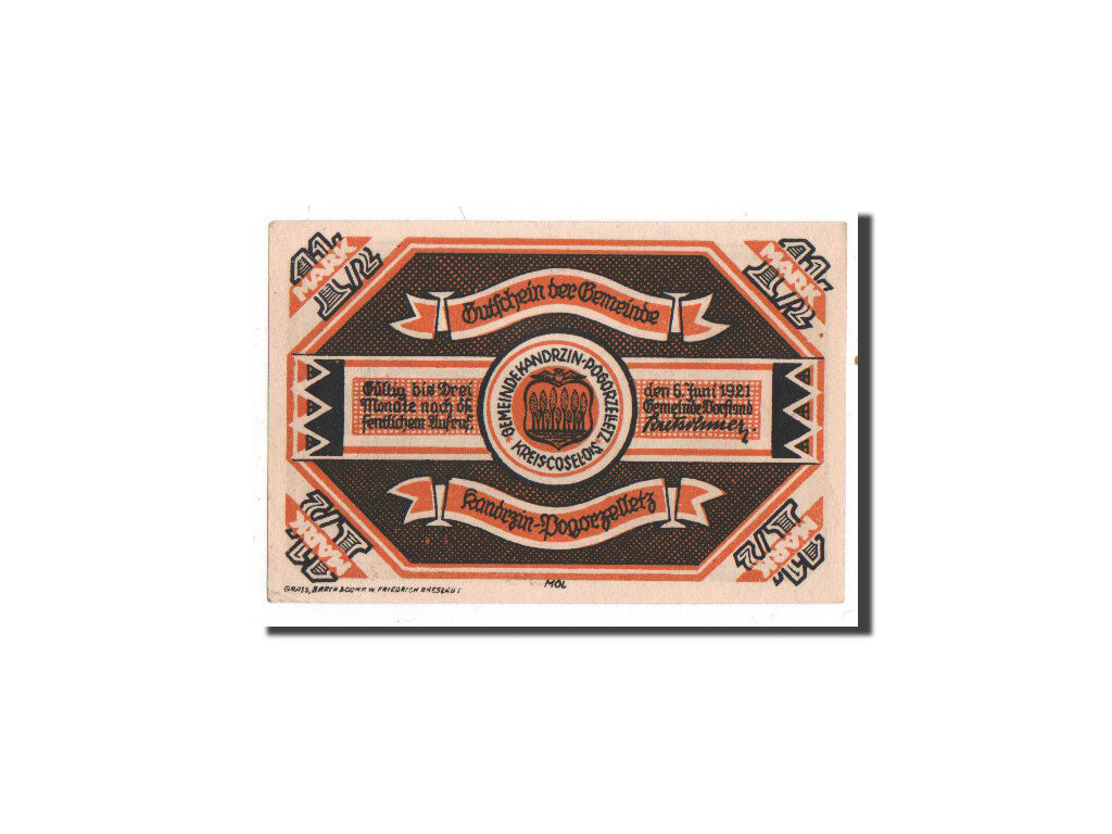 Banknote, Germany, Kandrzin, 1.5 Mark, paysage, 1921, 1921-06-06, UNC(65-70)