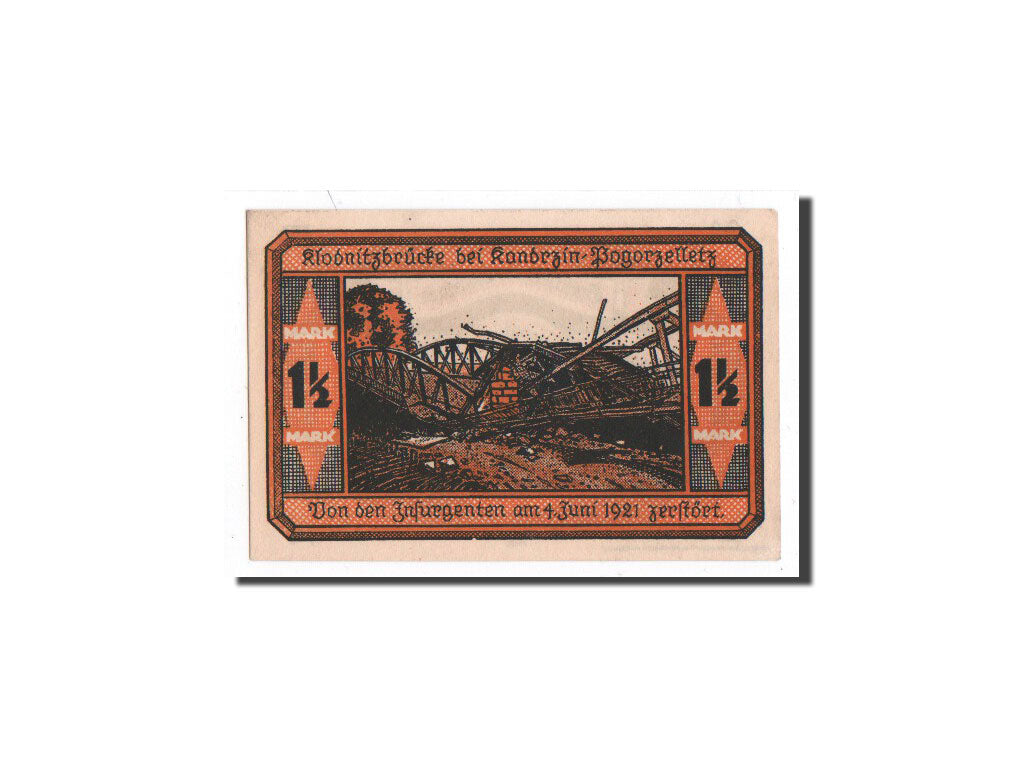 Banknote, Germany, Kandrzin, 1.5 Mark, paysage, 1921, 1921-06-06, UNC(65-70)