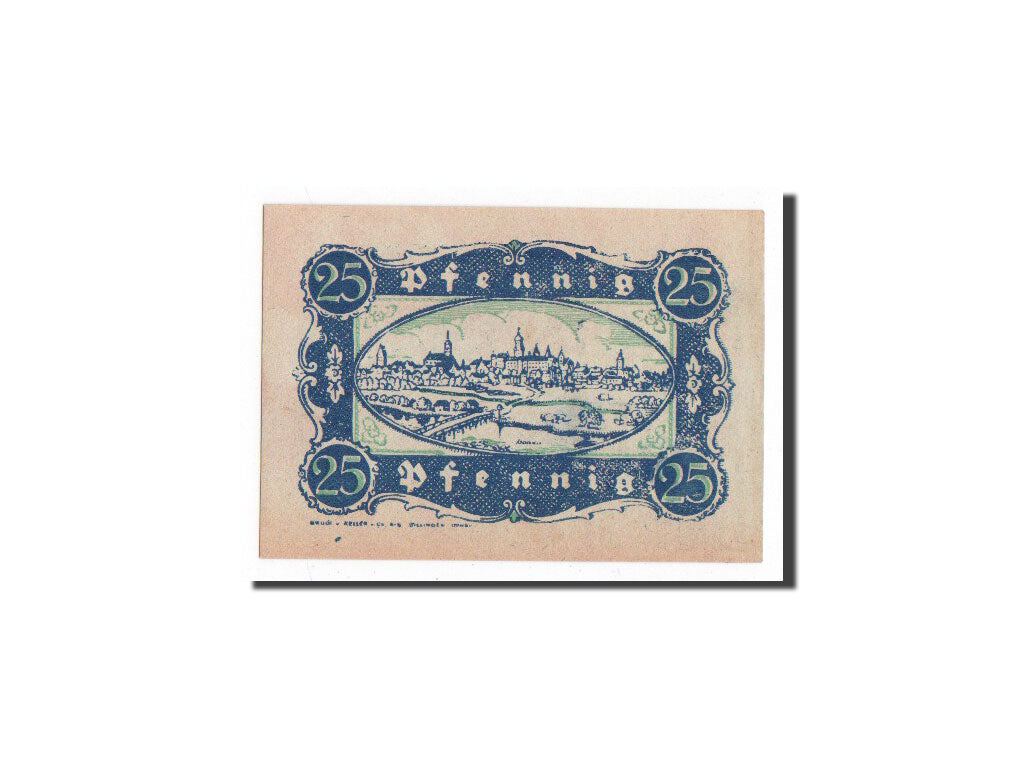 Banknote, Germany, Dillingen, 25 Pfennig, paysage, 1920, 1920-05-01, UNC(65-70)