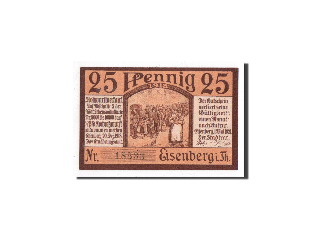 Banknote, Germany, Eisenberg Stadt, 25 Pfennig, paysan, 1921, Undated