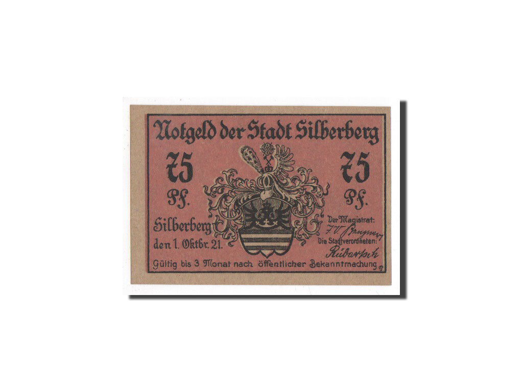 Banknote, Germany, Silberberg, 75 Pfennig, paysage, 1921, 1921-10-01