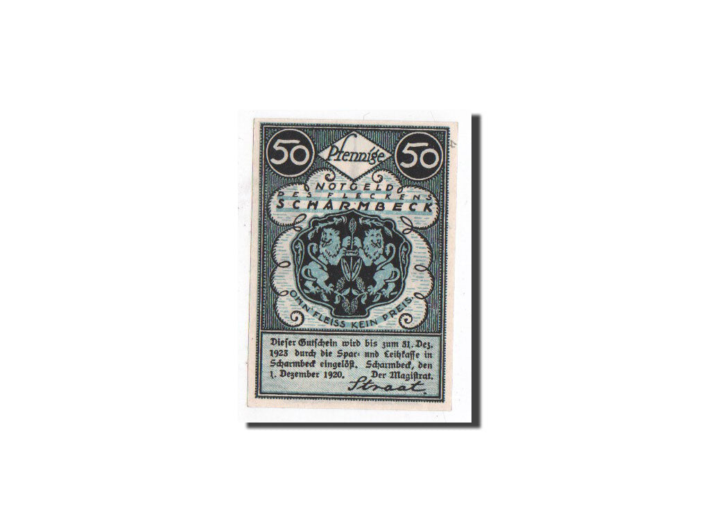 Billete, Alemania, Scharmbeck Stadt, 50 Pfennig, Eglise, 1920, 1920-12-01, UNC