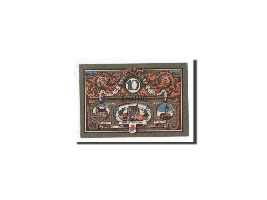 Banknote, Germany, Jacobshagen, 10 Pfennig, château, 1920, Undated, UNC(65-70)