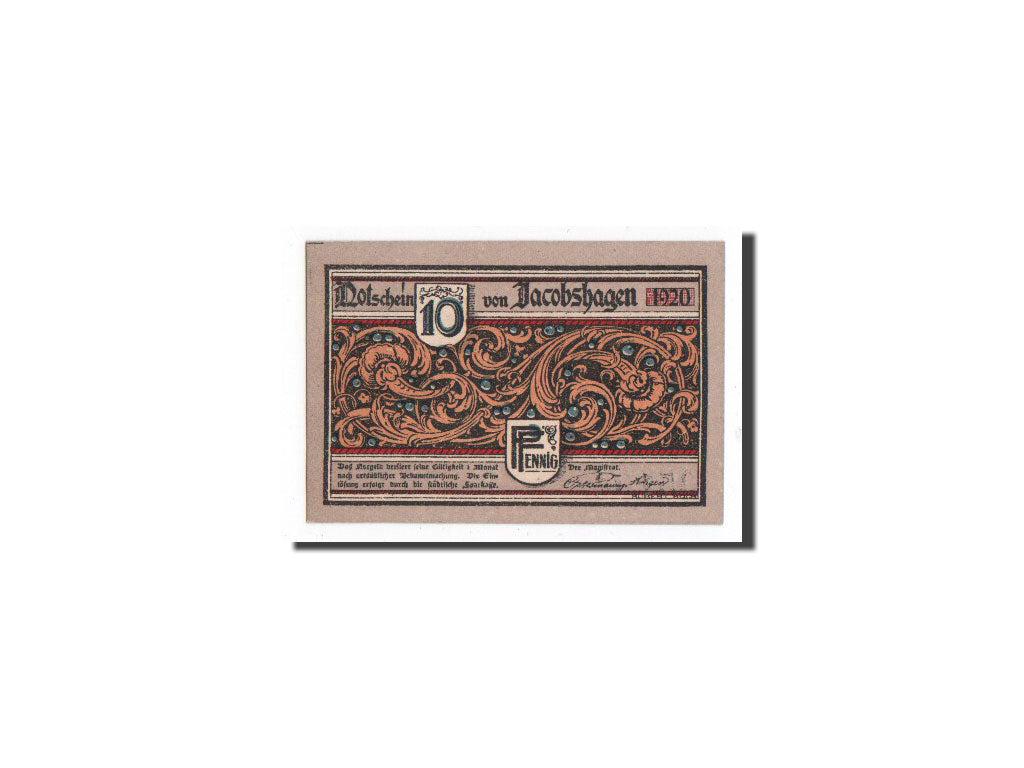 Billet, Allemagne, Jacobshagen, 10 Pfennig, ange, 1920, Undated, NEUF