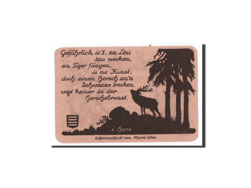 Banknote, Germany, Noschenrode Gemeinde, 75 Pfennig, cerf, 1921, 1921-06-15