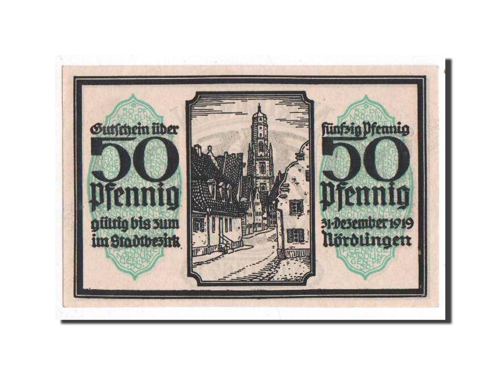 Banknote, Germany, Nordlingen, 50 Pfennig, Maison, 1918, 1918-10-02, UNC(65-70)