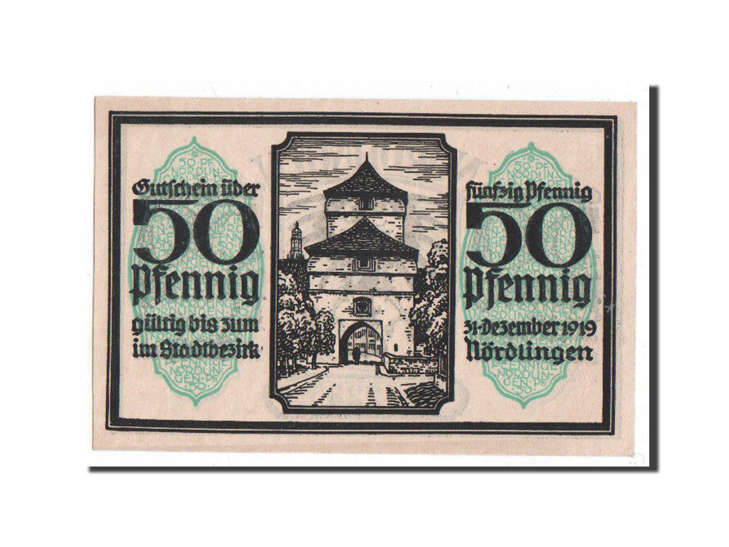 Billet, Allemagne, Nordlingen, 50 Pfennig, chateau 1, 1918, 1918-10-02, NEUF
