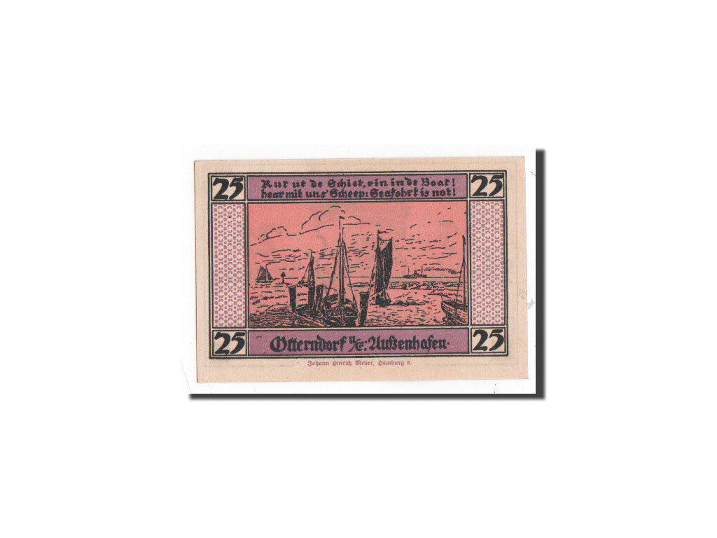 Banknote, Germany, Otterndorf a. Elbe Stadt, 25 Pfennig, bateau, 1920