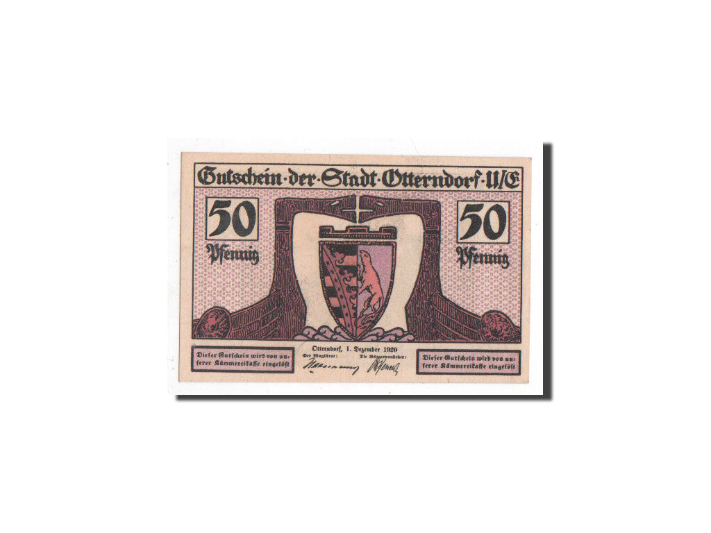 Banknote, Germany, Otterndorf a. Elbe Stadt, 50 Pfennig, bateau, 1920
