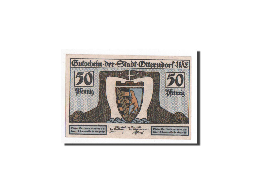 Banknote, Germany, Otterndorf a. Elbe Stadt, 50 Pfennig, bateau, 1920