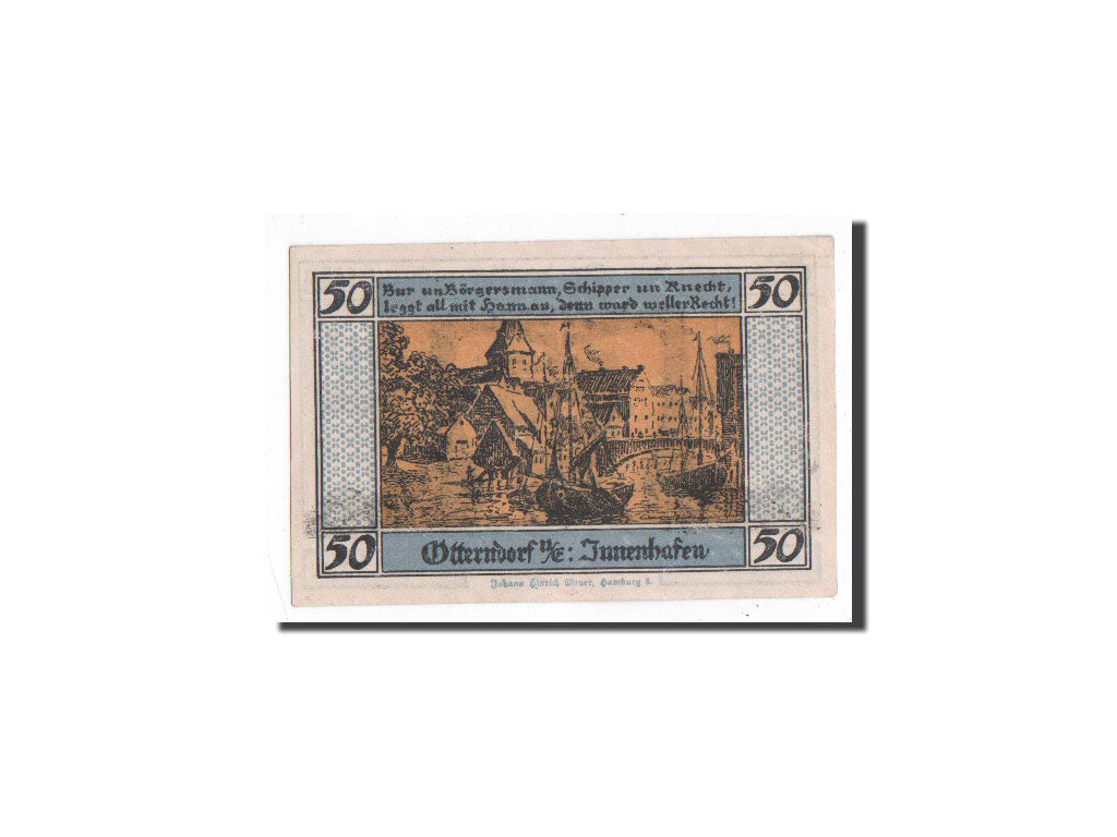Banknote, Germany, Otterndorf a. Elbe Stadt, 50 Pfennig, bateau, 1920