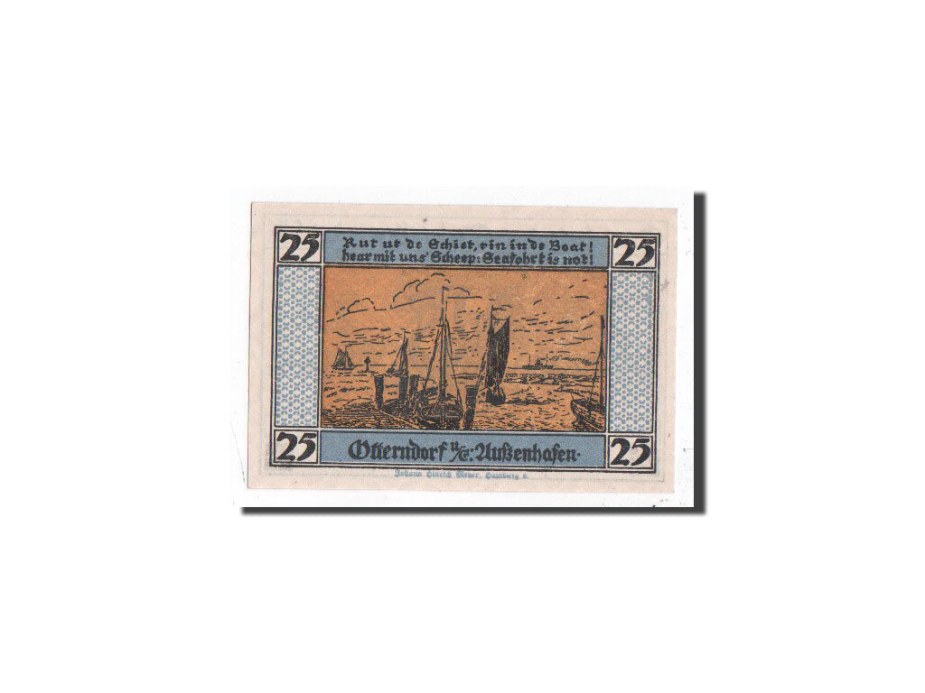 Banknote, Germany, Otterndorf a. Elbe Stadt, 25 Pfennig, bateau, 1920