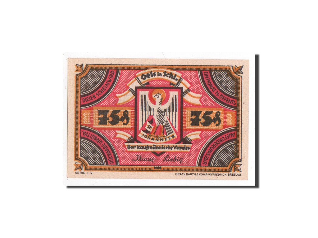 Banknote, Germany, Oels, 75 Pfennig, Batiment, O.D, Undated, UNC(65-70)