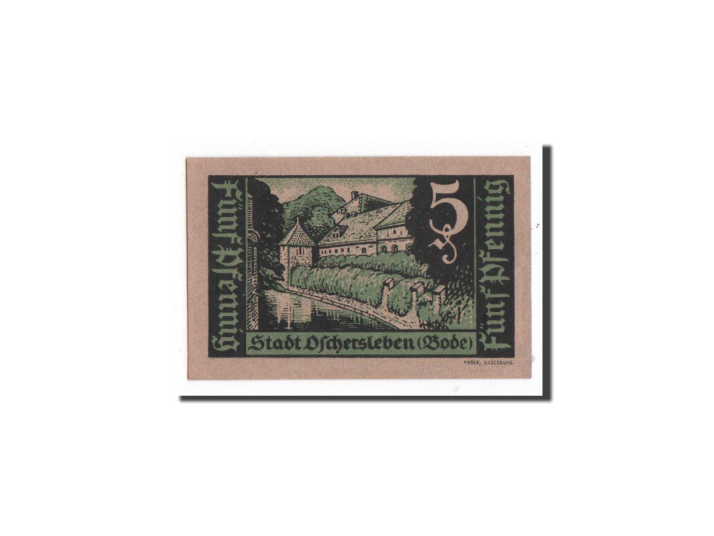 Banknote, Germany, Oschersleben a.Bode Stadt, 5 Pfennig, paysage, 1921