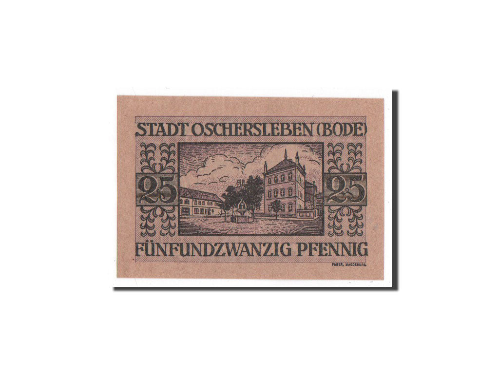 Banknote, Germany, Oschersleben a.Bode Stadt, 25 Pfennig, Batiment, 1921