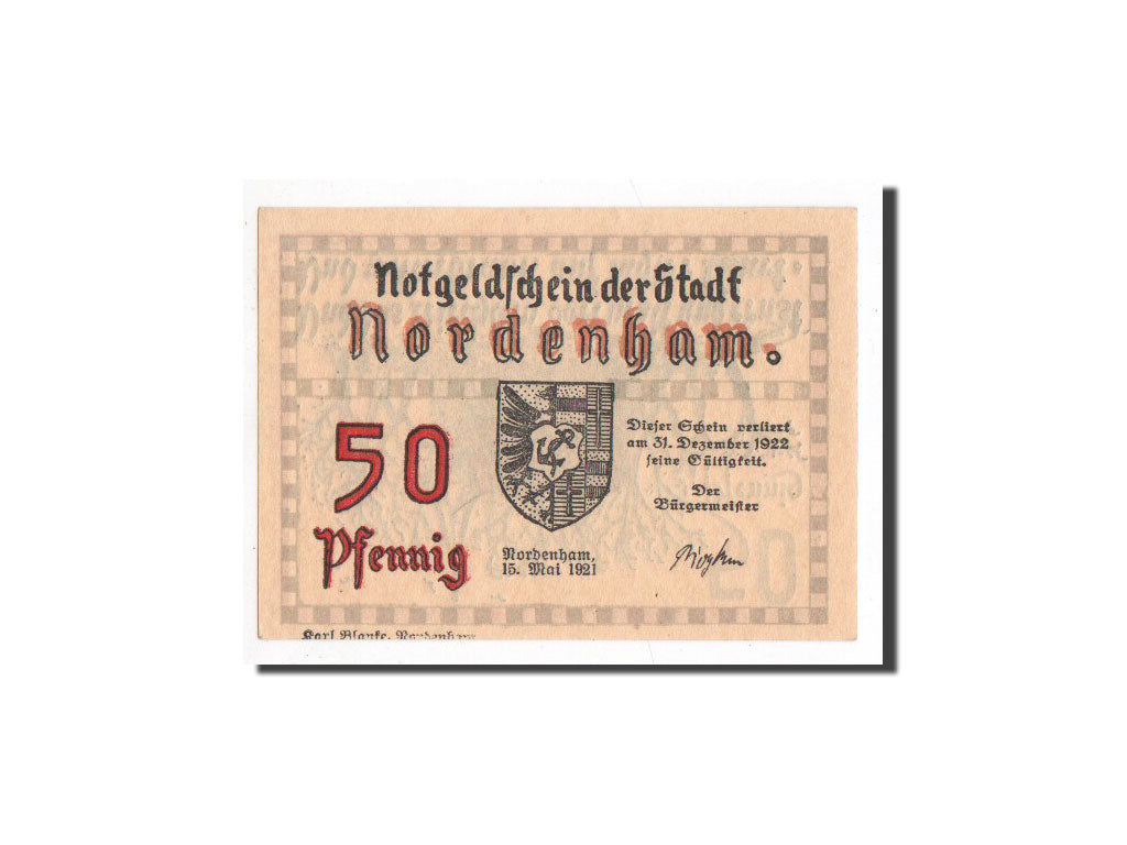 Banknote, Germany, Nordenham, 50 Pfennig, Eglise, O.D, Undated, UNC(65-70)