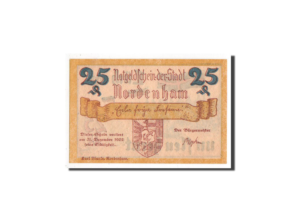Banknote, Germany, Nordenham, 25 Pfennig, drapeau, O.D, Undated, UNC(65-70)