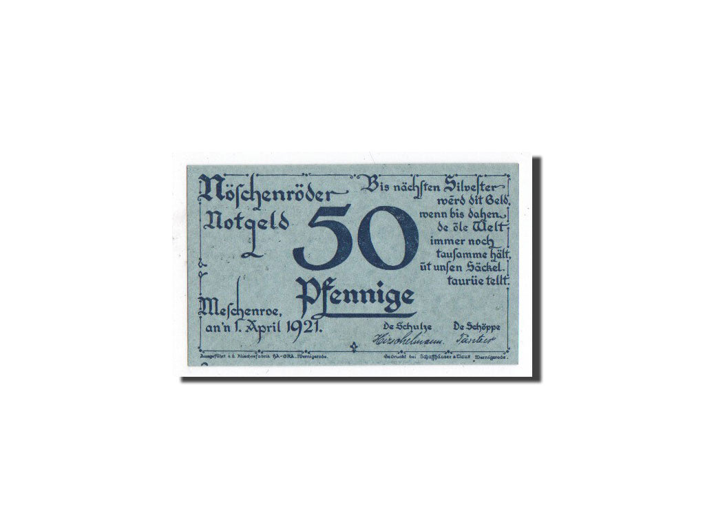 Banknote, Germany, Noschenrode Gemeinde, 50 Pfennig, berger, 1921, 1921-04-01
