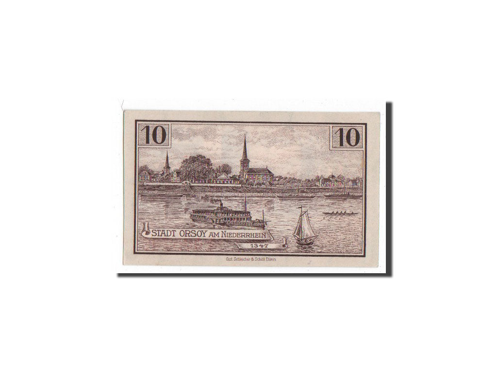 Banknote, Germany, Orsoy Stadt, 10 Pfennig, paysage, 1921, 1921-05-01