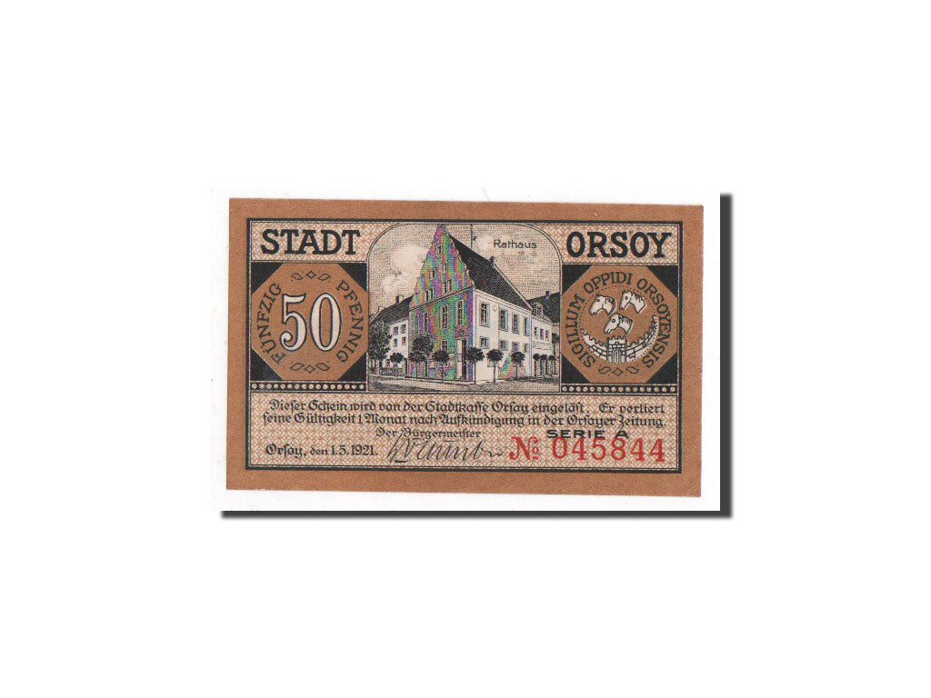 Banknote, Germany, Orsoy Stadt, 50 Pfennig, paysage, 1921, 1921-05-01