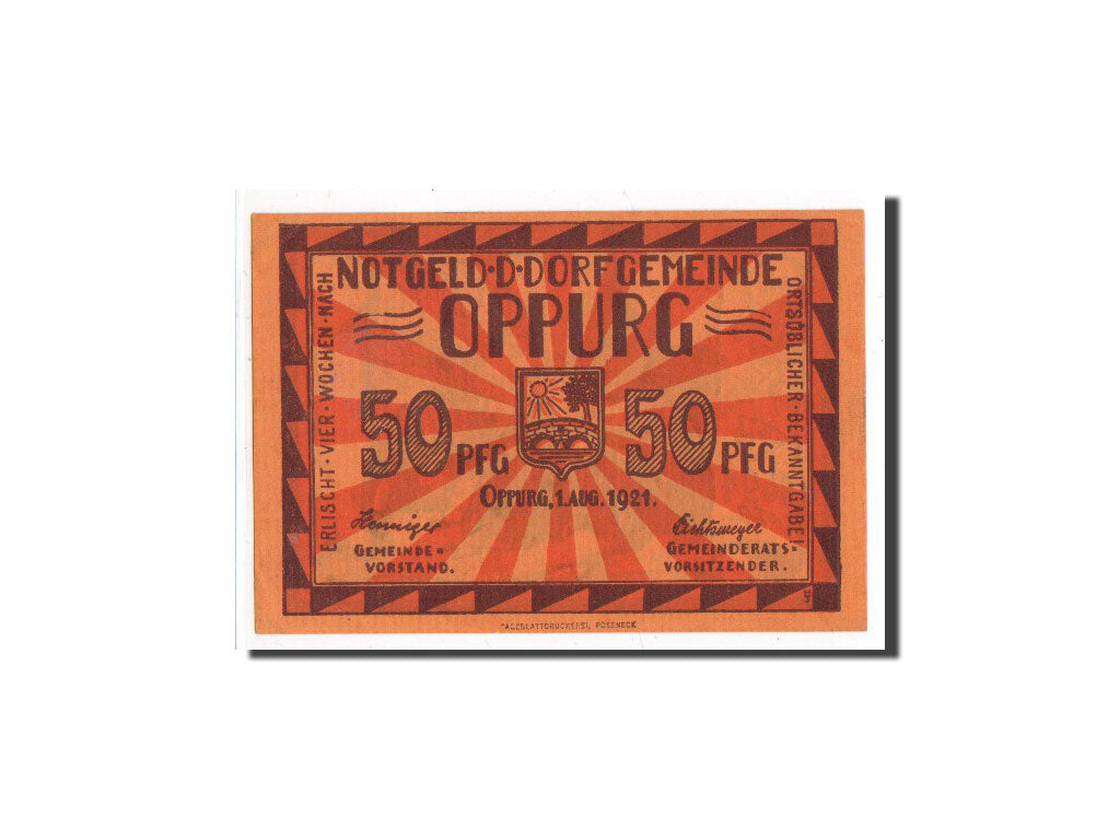 Banknote, Germany, Oppurg, 50 Pfennig, Eglise, 1921, 1921-08-01, UNC(65-70)