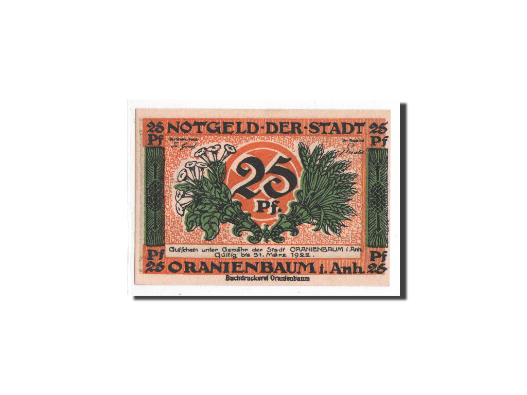 Banknote, Germany, Oranienbaum, 25 Pfennig, ferme, O.D, Undated, UNC(65-70)