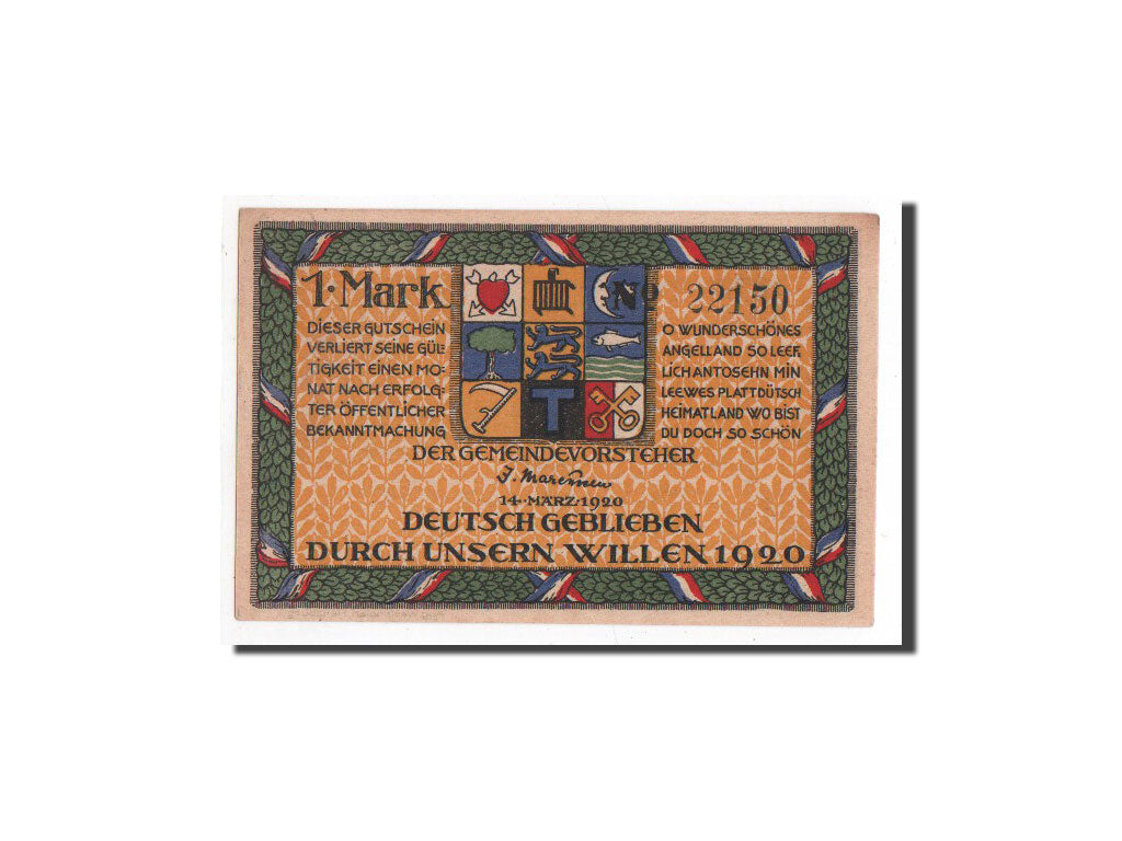Banknote, Germany, Holnis, 1 Mark, paysage, 1920, 1920-03-14, UNC(65-70)