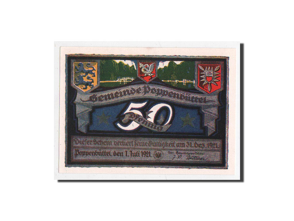 Banknote, Germany, Poppenbüttel, 50 Pfennig, paysage, 1921, 1921-07-01