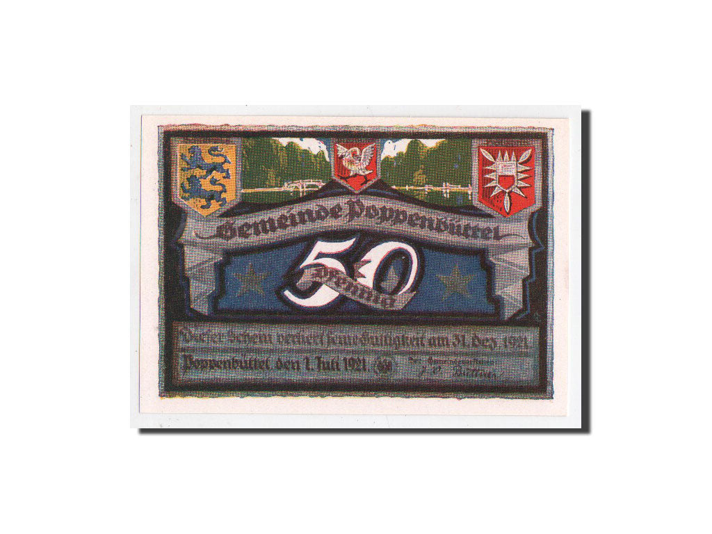 Banknote, Germany, Poppenbüttel, 50 Pfennig, paysage 1, 1921, 1921-07-01