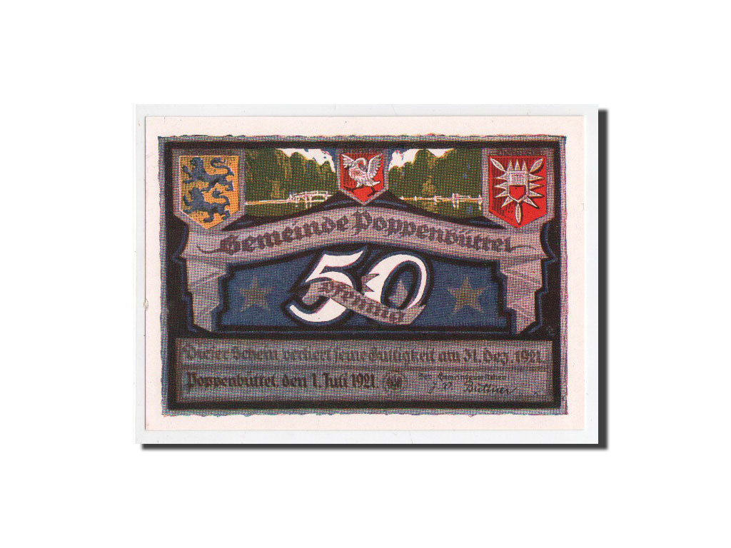 Banknote, Germany, Poppenbüttel, 50 Pfennig, paysage 2, 1921, 1921-07-01