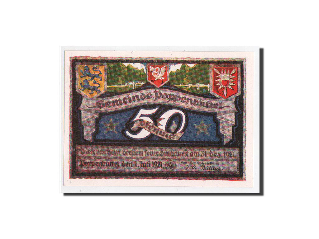 Banknote, Germany, Poppenbüttel, 50 Pfennig, paysage 5, 1921, 1921-07-01