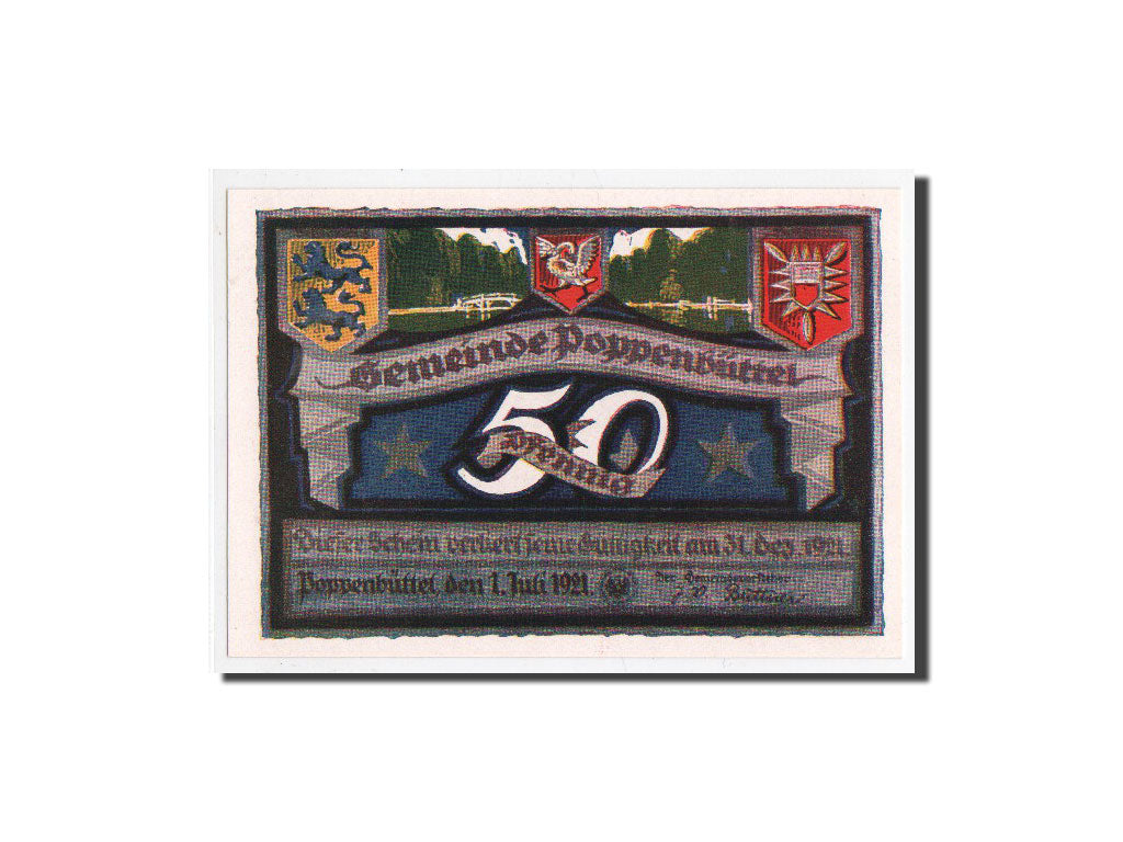 Banknote, Germany, Poppenbüttel, 50 Pfennig, paysage 7, 1921, 1921-07-01