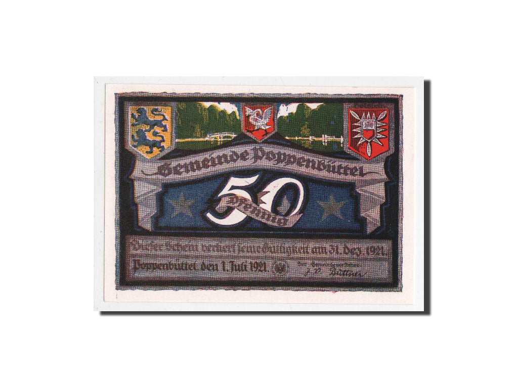 Banknote, Germany, Poppenbüttel, 50 Pfennig, paysage 9, 1921, 1921-07-01