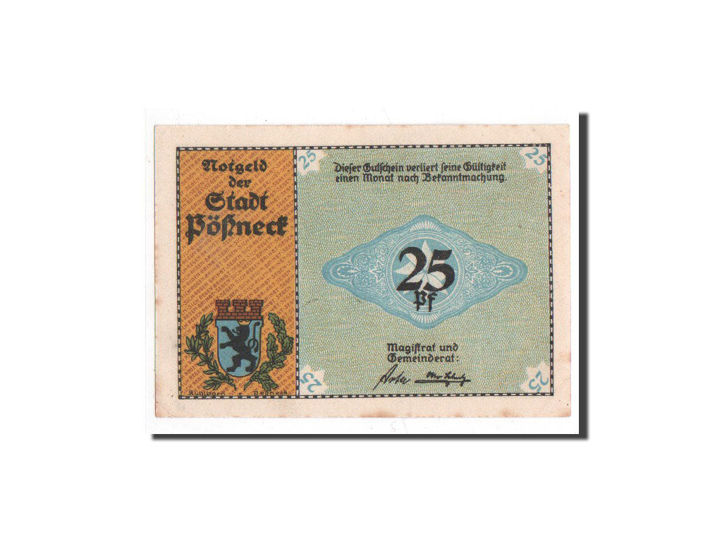 Banknote, Germany, Possneck, 25 Pfennig, Usine, O.D, Undated, UNC(65-70)