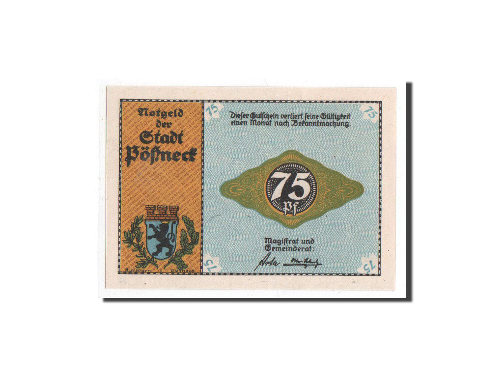 Biljet, Duitsland, Possneck, 75 Pfennig, paysage, O.D, Undated, NIEUW