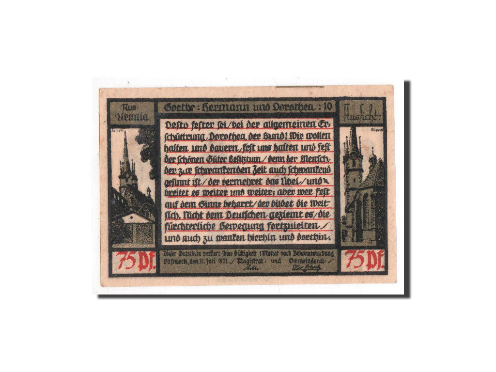 Biljet, Duitsland, Possneck, 75 Pfennig, personnage, 1921, 1921-07-31, NIEUW