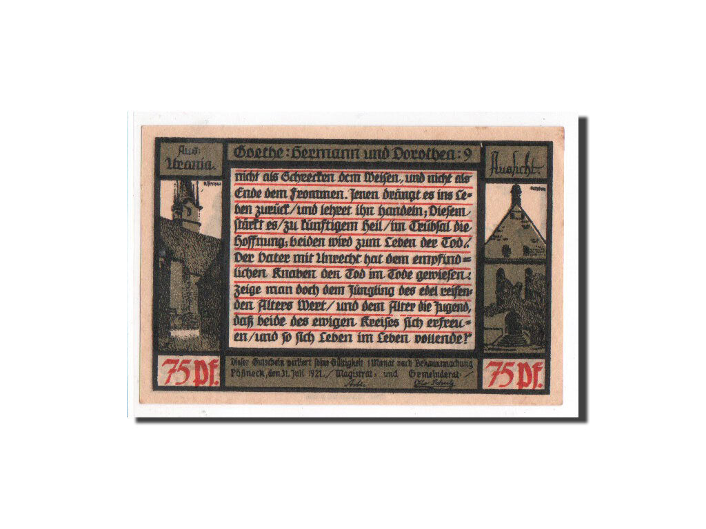 Biljet, Duitsland, Possneck, 75 Pfennig, personnage 1, 1921, 1921-07-31, NIEUW