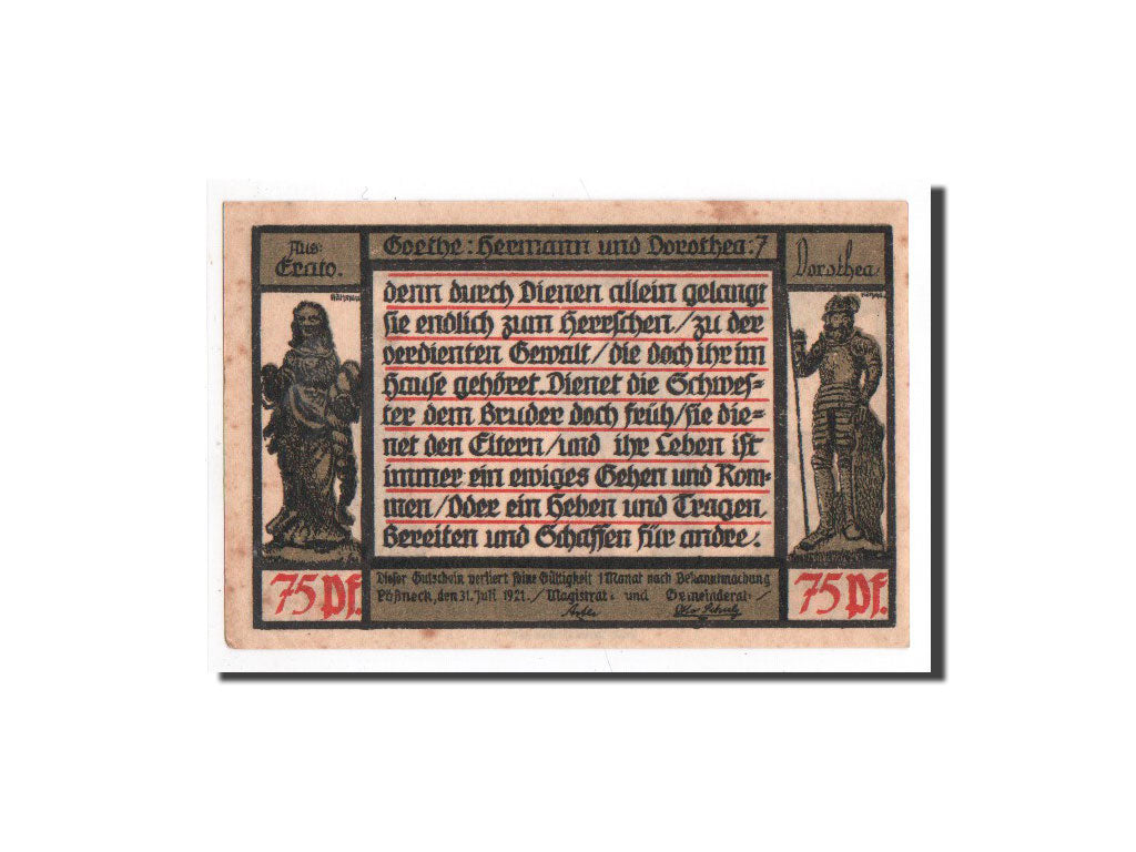 Biljet, Duitsland, Possneck, 75 Pfennig, personnage 3, 1921, 1921-07-31, NIEUW