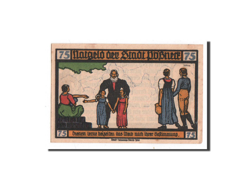 Biljet, Duitsland, Possneck, 75 Pfennig, personnage 3, 1921, 1921-07-31, NIEUW