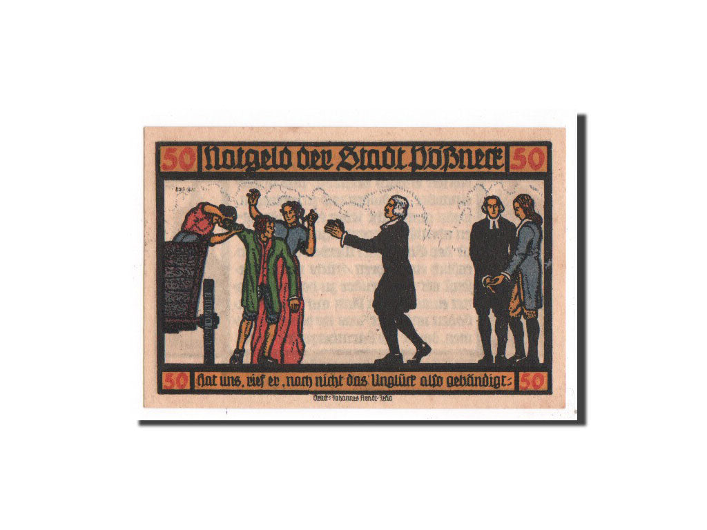Biljet, Duitsland, Possneck, 50 Pfennig, personnage, 1921, 1921-07-31, NIEUW