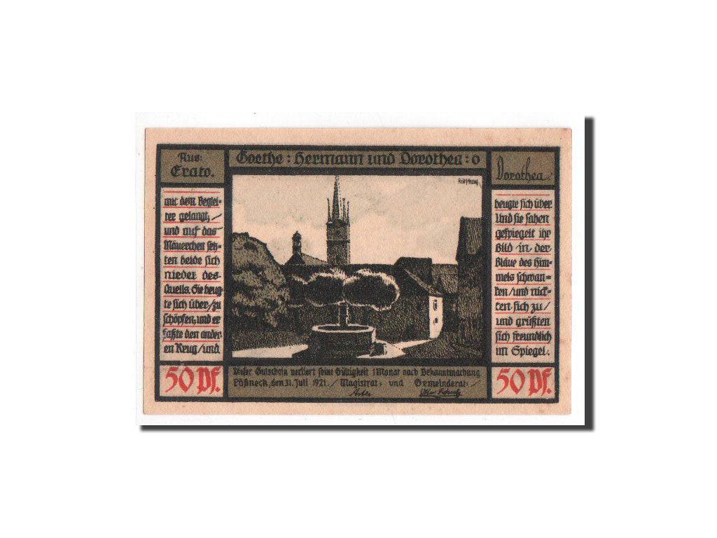 Biljet, Duitsland, Possneck, 50 Pfennig, personnage 2, 1921, 1921-07-31, NIEUW