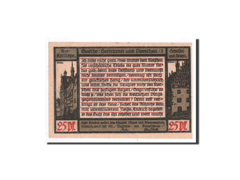 Biljet, Duitsland, Possneck, 25 Pfennig, personnage, 1921, 1921-07-31, NIEUW