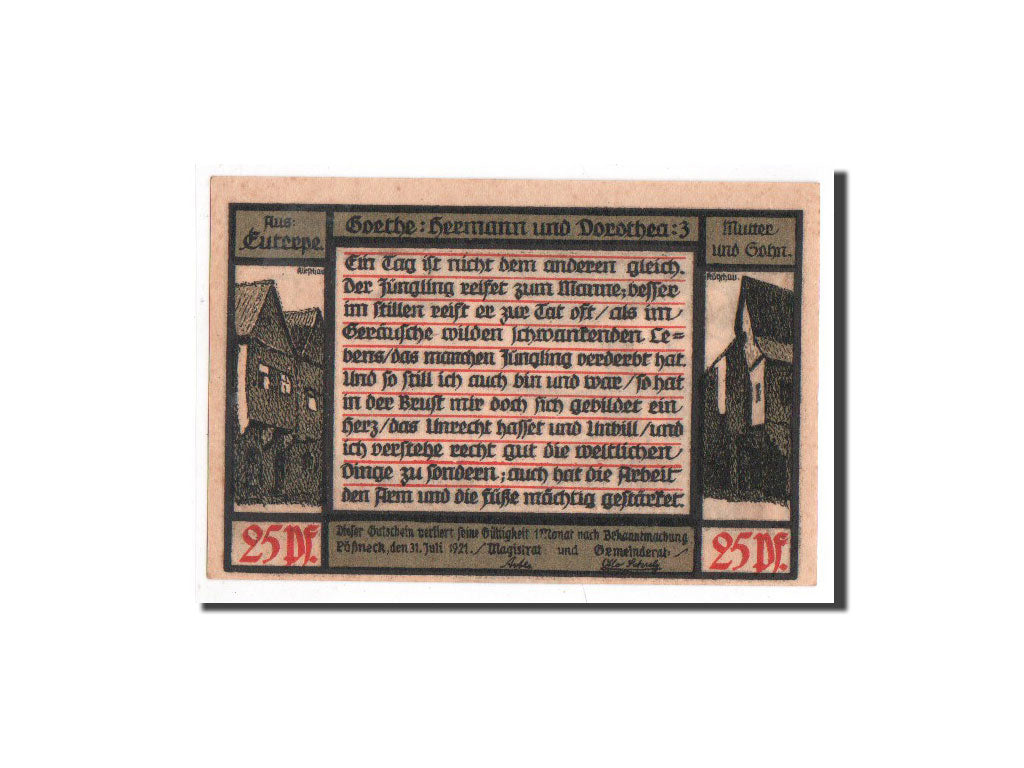 Biljet, Duitsland, Possneck, 25 Pfennig, personnage 1, 1921, 1921-07-31, NIEUW