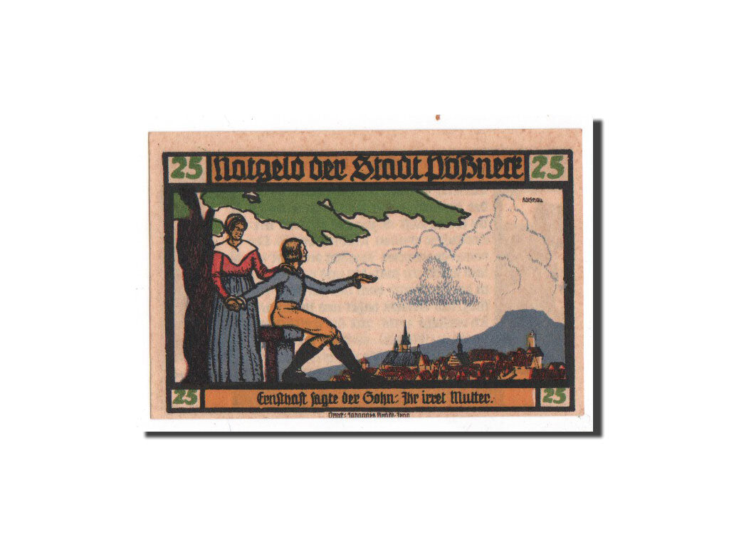 Biljet, Duitsland, Possneck, 25 Pfennig, personnage 1, 1921, 1921-07-31, NIEUW